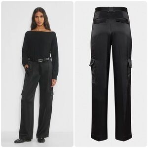 Aritzia Babaton Outgoing Satin Cargo Pant Black Size 2
